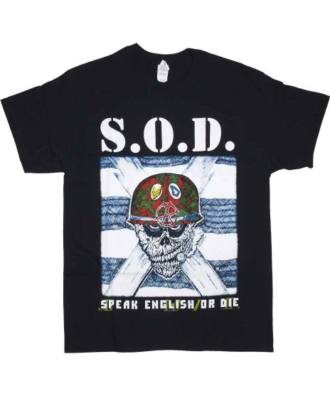 S.O.D./オフィシャルバンドTシャツ/Speak English Or Dieカラー：ブラック<br>サイズ：S〜XL<br>SODのジャケットのデザインです