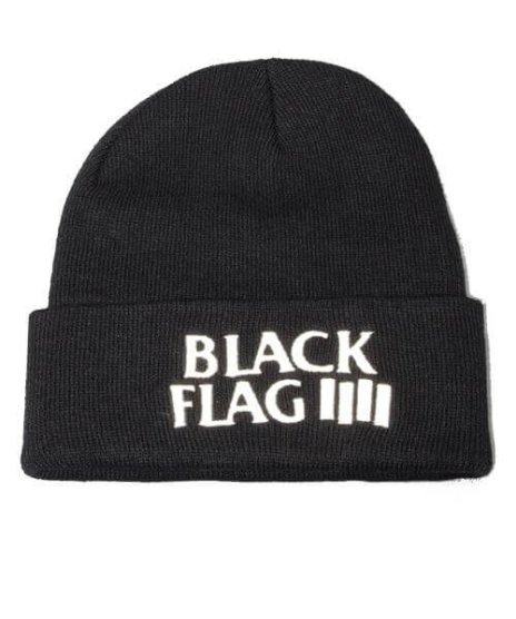 Black Flag/オフィシャルビーニー/バンドロゴカラー：ブラック<br>サイズ：フリー<br>ブラックフラッグの文字の刺繍が入ったニットキャップ