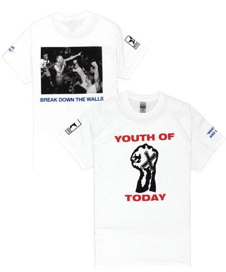 Youth Of Today/オフィシャルバンドTシャツ/Break Down The Wallsカラー：ホワイト<br>サイズ：S〜L<br>Brake Down The Wallのデザイン