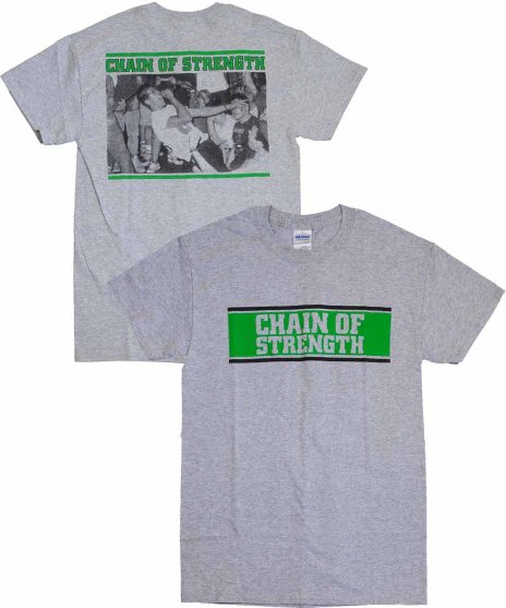 Chain Of Strength/オフィシャルバンドTシャツ/The One Thing That Still Holds True カラー：グレー<br>サイズ：S〜XL<br>フロントにバンドロゴと、バックにはライブフォトのデザイン