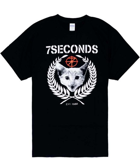 7Seconds/オフィシャルバンドTシャツ/Rudie ( 猫のデザイン ) カラー：ブラック<br>サイズ：S〜XL<br>7セカンズのネコのデザイン