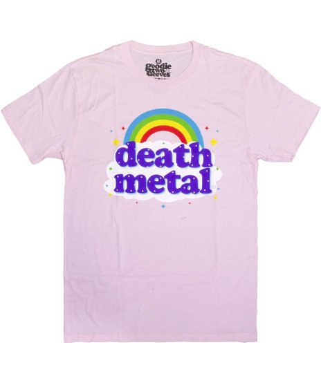 デス メタル ( Death Metal )/Tシャツ/レインボー<ul><li>カラー：ピンク</li><li>サイズ：M,L,XL</li><li>可愛いフォントのデスメタルにレインボーのアレンジ</li></ul>