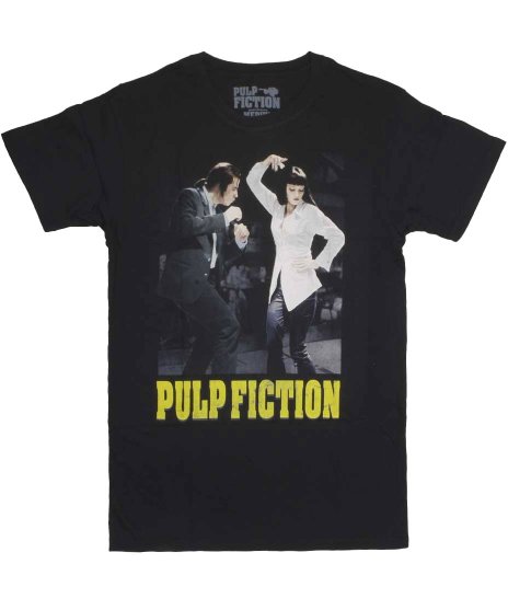 Pulp Fiction/オフィシャルTシャツ/ダンスオフカラー：ブラック<br>サイズ：S〜XL<br>パルプ・フィクションのミアとヴィンセントのデザイン