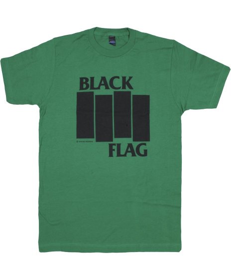 Black Flag/オフィシャルバンドTシャツ/バー＆ロゴ ケリーグリーンカラー：グリーン<br>サイズ：S〜XL<br>定番のバーのロゴのにグリーンのボディ