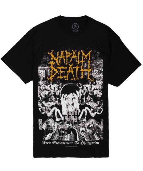 Napalm Death/オフィシャルバンドTシャツ/From Enslavement To Obliteration <ul><li>カラー：ブラック</li><li>サイズ：S,M,L</li><li>ナパームデスの2ndアルバムジャケット</li></ul>