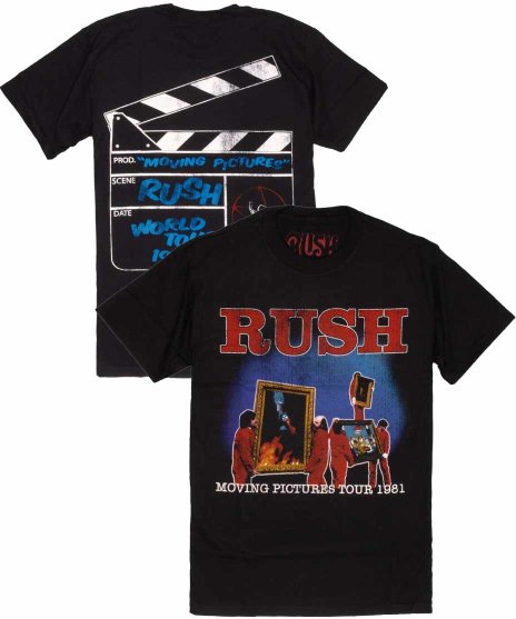 Rush/オフィシャルバンドTシャツ/Moving Picturesカラー：ブラック<br>サイズ：Ｓ〜Ｌ<br>ムービングピクチャーズのジャケットデザイン