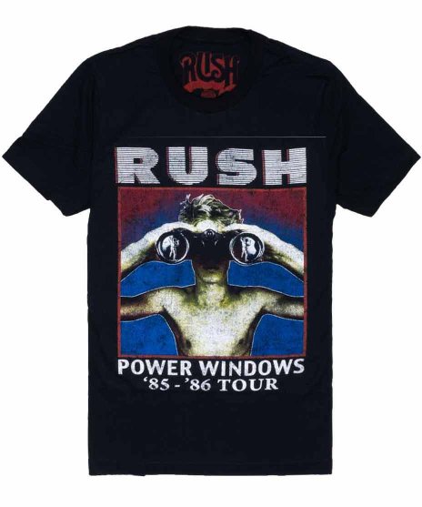 Rush/オフィシャルバンドTシャツ/Power Windowsカラー：ブラック<br>サイズ：Ｓ〜Ｌ<br>パワーウィンドウズのツアーデザイン