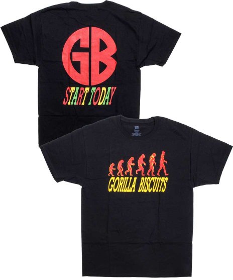 Gorilla Biscuits/オフィシャルバンドTシャツ/Start Today/ブラック<ul><li>カラー：ブラック</li><li>サイズ：S,M,L</li><li>バックに大きくGBのロゴをプリントしたデザイン</li></ul>