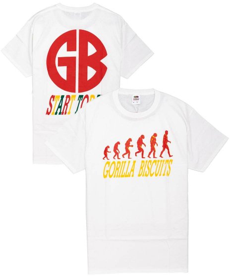 Gorilla Biscuits/オフィシャルバンドTシャツ/Start Today/ホワイト<ul><li>カラー：ホワイト</li><li>サイズ：S,M,L,</li><li>バックに大きくGBのロゴをプリントしたデザイン</li></ul>