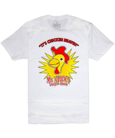 Lost（ロスト）/オフィシャルTシャツ/TVドラマ Mr. Clucksカラー：ホワイト<br />サイズ：M〜XL<br />LOSTのヒューゴのチキン屋のデザインです。