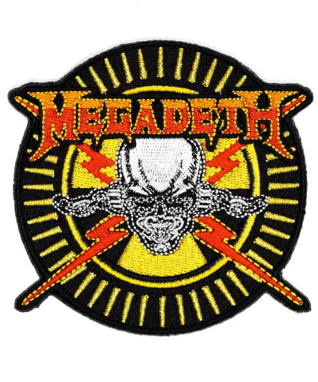 Megadeth/オフィシャルワッペン/ラトルヘッドサイズ：約90mmの円形デザイン<br>定番ヴィック・ラトルヘッドのデザインです。