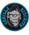 Gorilla Biscuits/オフィシャルワッペン/バンドゴリラロゴ（円形）カラー：ブラック×ブルー×ホワイト<br>サイズ：直径：9cm<br>ゴリラの円形ワッペン