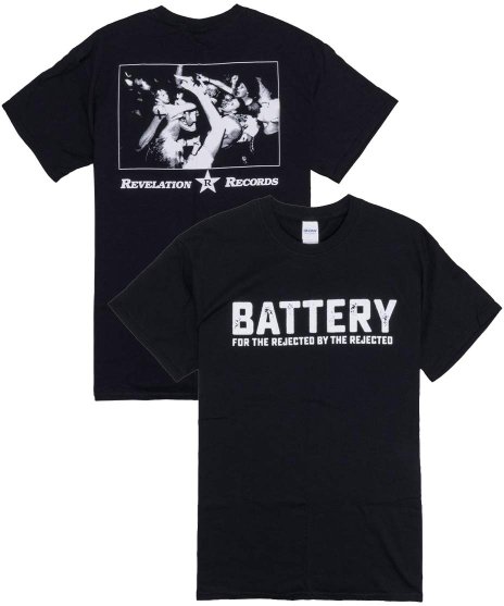 Battery/オフィシャルバンドTシャツ/For The Rejected By The Rejected<ul><li>カラー： ブラック</li><li>サイズ：M,L</li><li>バンドロゴにライブフォトバックプリント。</li></ul>