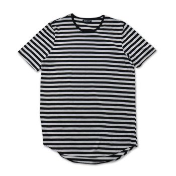 エルウッド ELWOOD Black/White Striped Curved Hem Tall Tee Tシャツ BLACK/WHITE ブラック/ホワイト T-SHIRTS Mサイズ