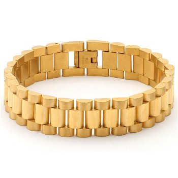 キングアイス KING ICE 15MM Stainless Steel Gold Rolex Link Bracelet ACCESSORIES