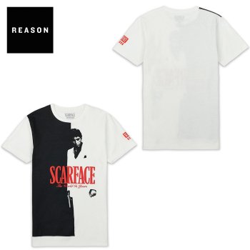 リーズンクロージング REASON CLOTHING Scarface World is Yours Tee スカーフェイスTシャツ BLACK/WHITE マルチ S/S T-SHIRTS