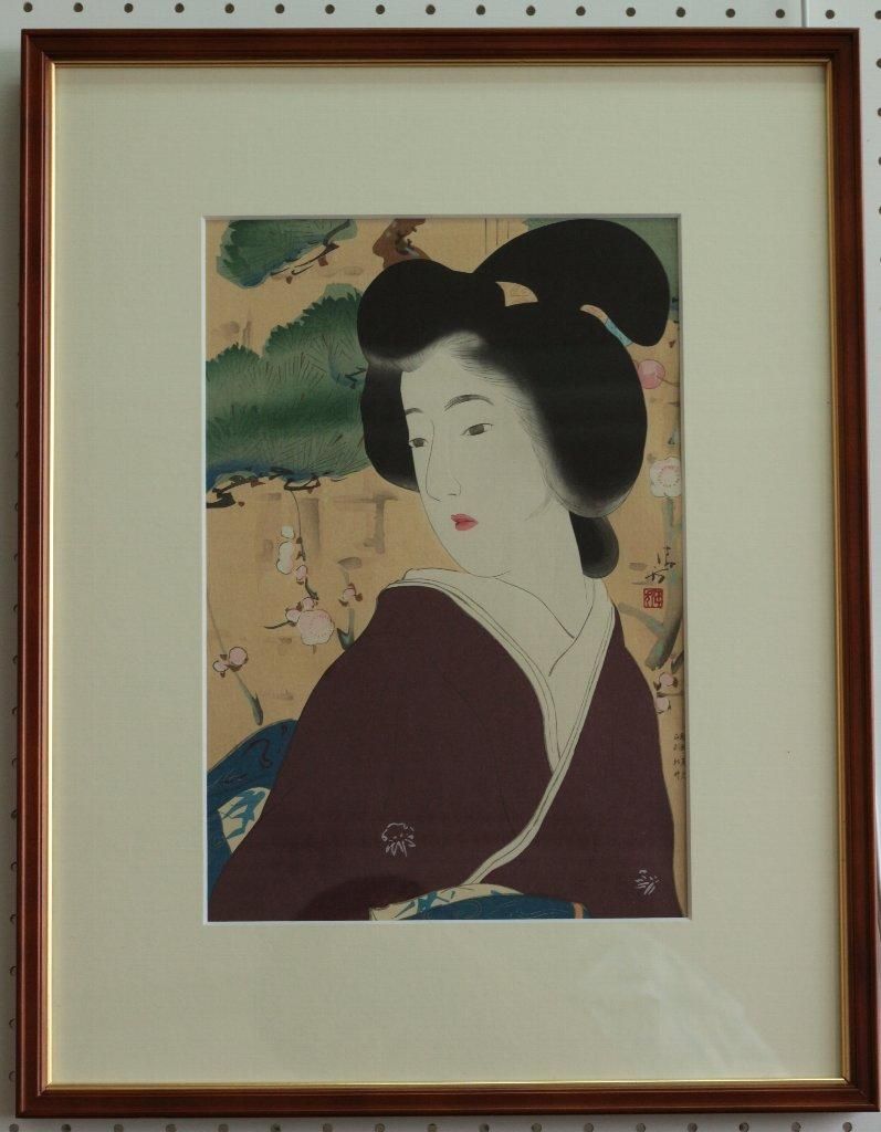 口絵木版画二枚入上巻年方画下巻永洗画 小説日本女禮式大全初版二冊売り 木箱付き 口絵木版画、小説日本女禮式大全の口絵二枚売りになり