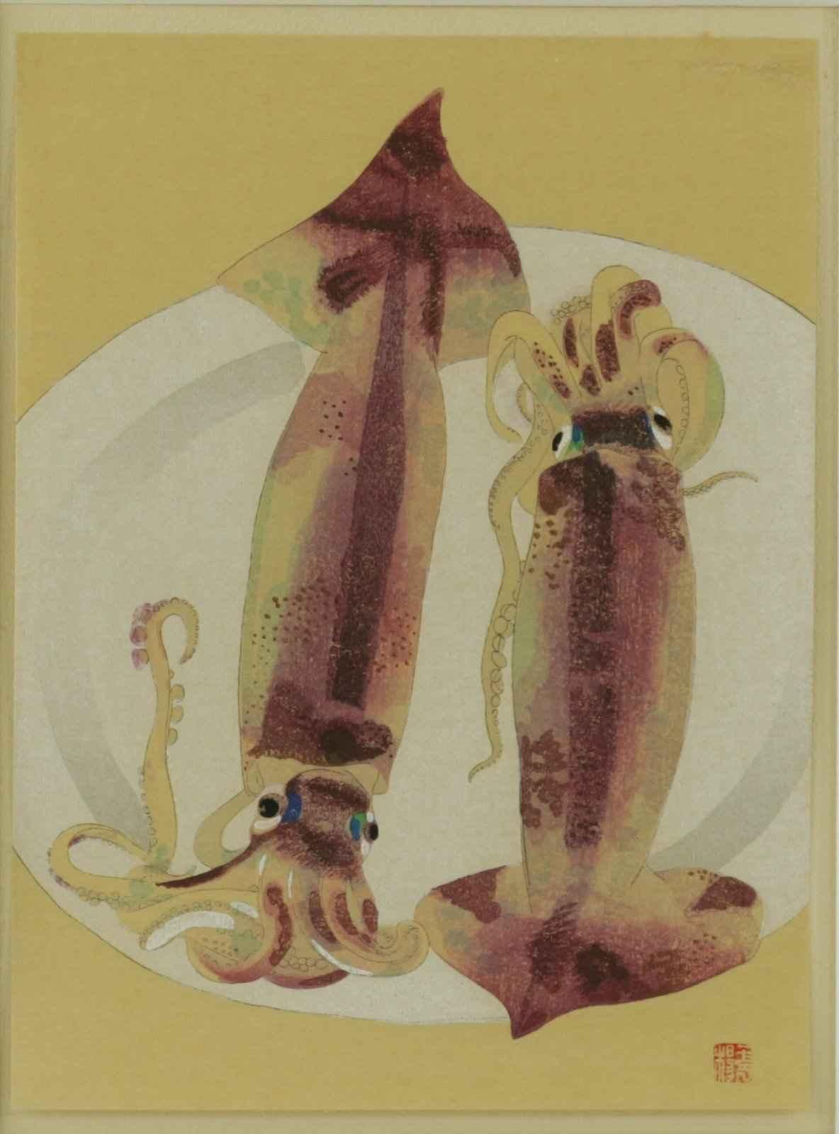 木版画 山口華楊 いか~芸艸堂版 商品番号211- 絵のある暮らし 木版画 山口華楊 いか~芸艸堂版 商品番号211- 絵のある暮らし