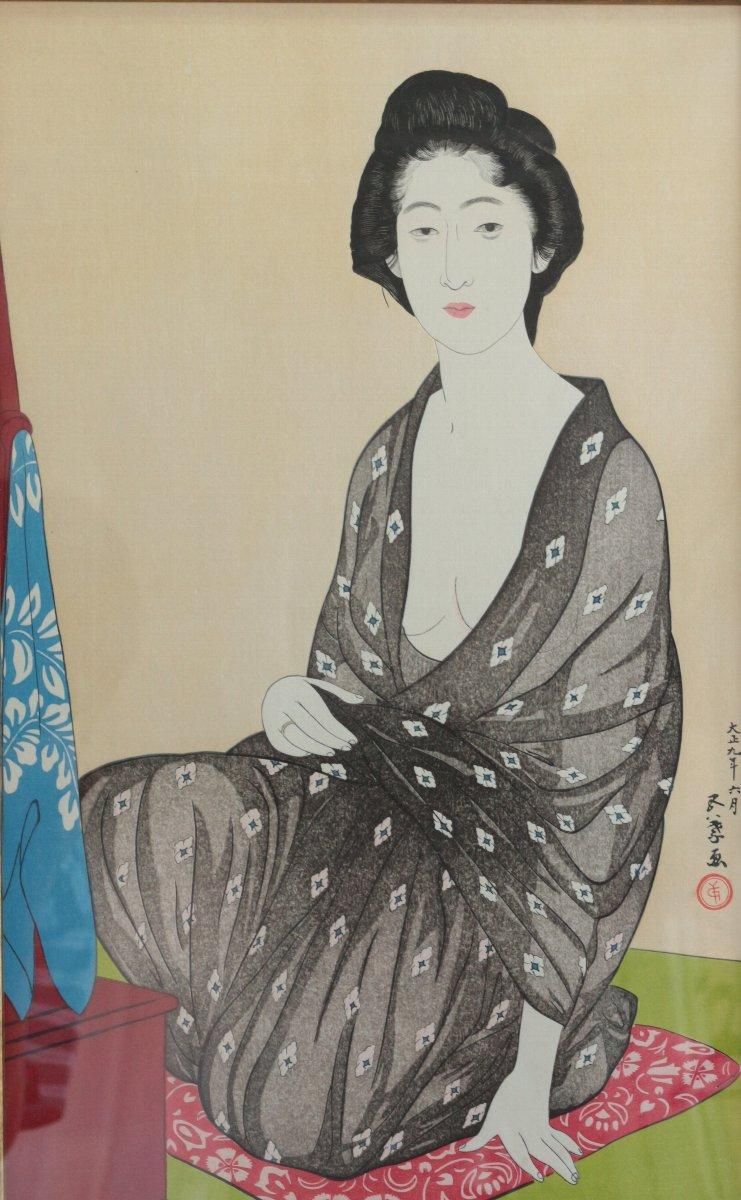 橋口五葉「手かがみ」丹青社復刻木版画