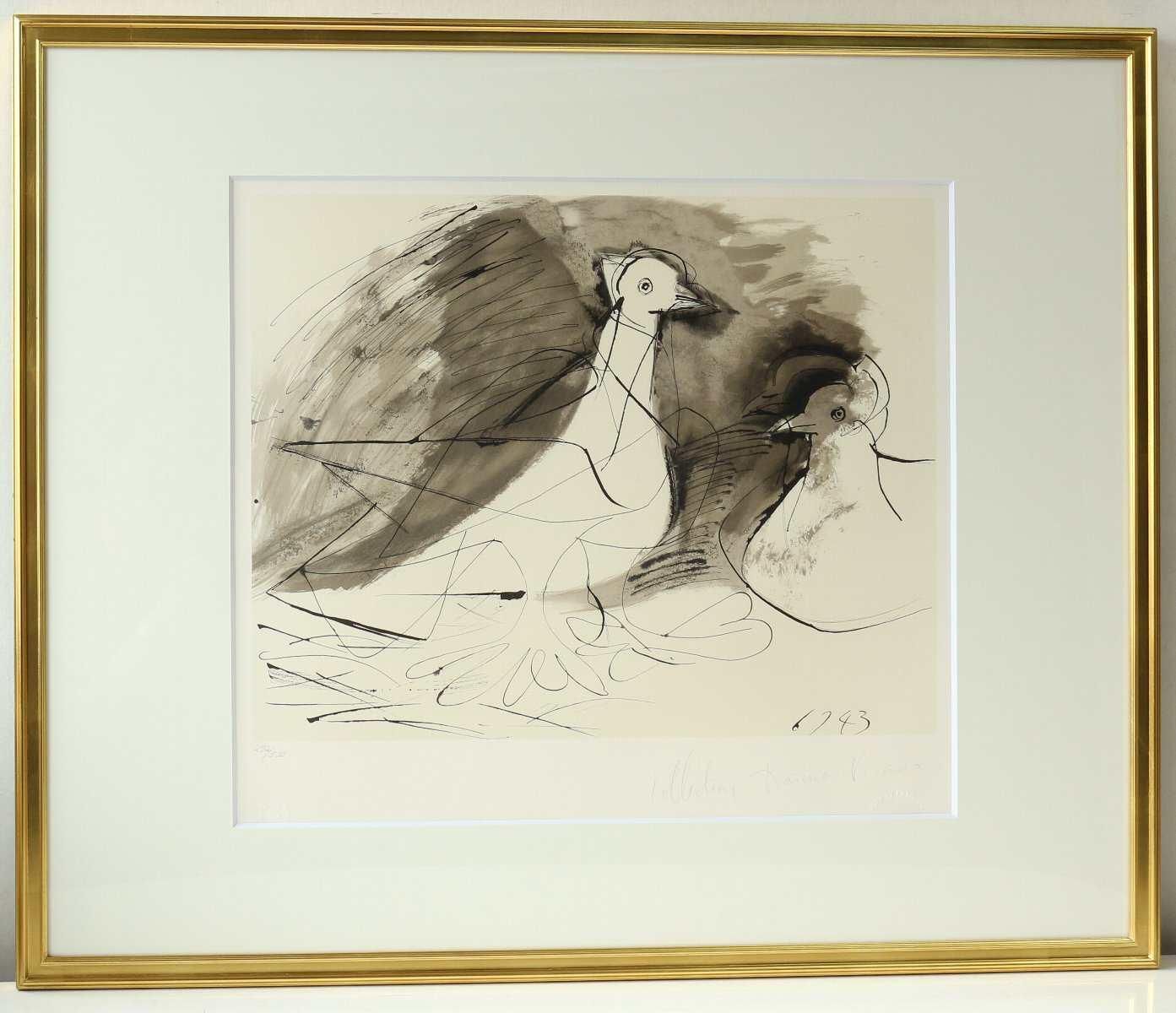 リトグラフ版画 パブロ ピカソ 鳩 1943 1 6 墨汁のデッサン マリーナコレクションより 商品番号536 絵のある暮らし 絵になる暮らし 武田画廊 五泉市