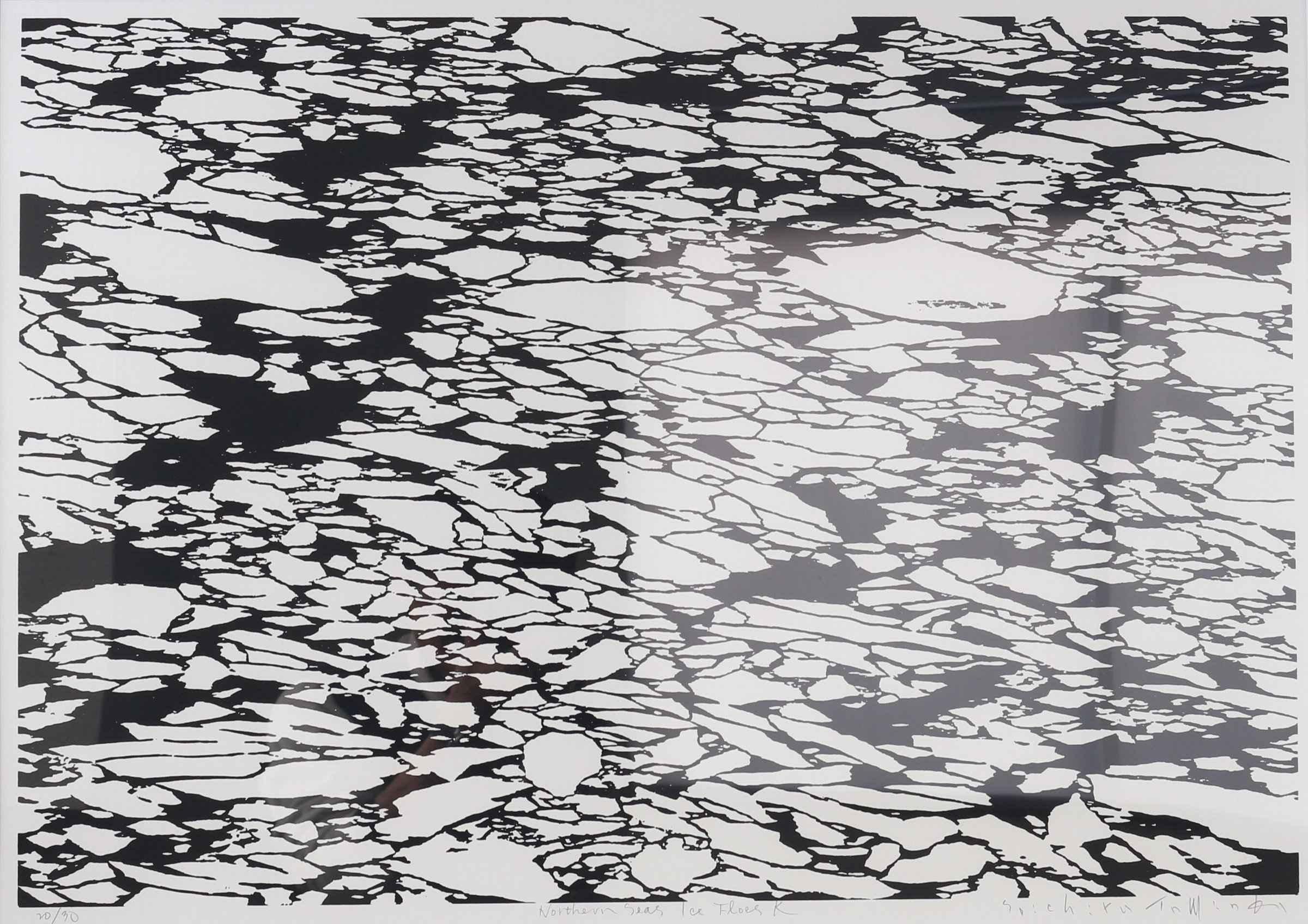 シルクスクリーン版画　富田文雄「シロボタン」 シルクスクリーン版画 富田文雄「シロボタン」 富田文雄 ｼﾙｸ