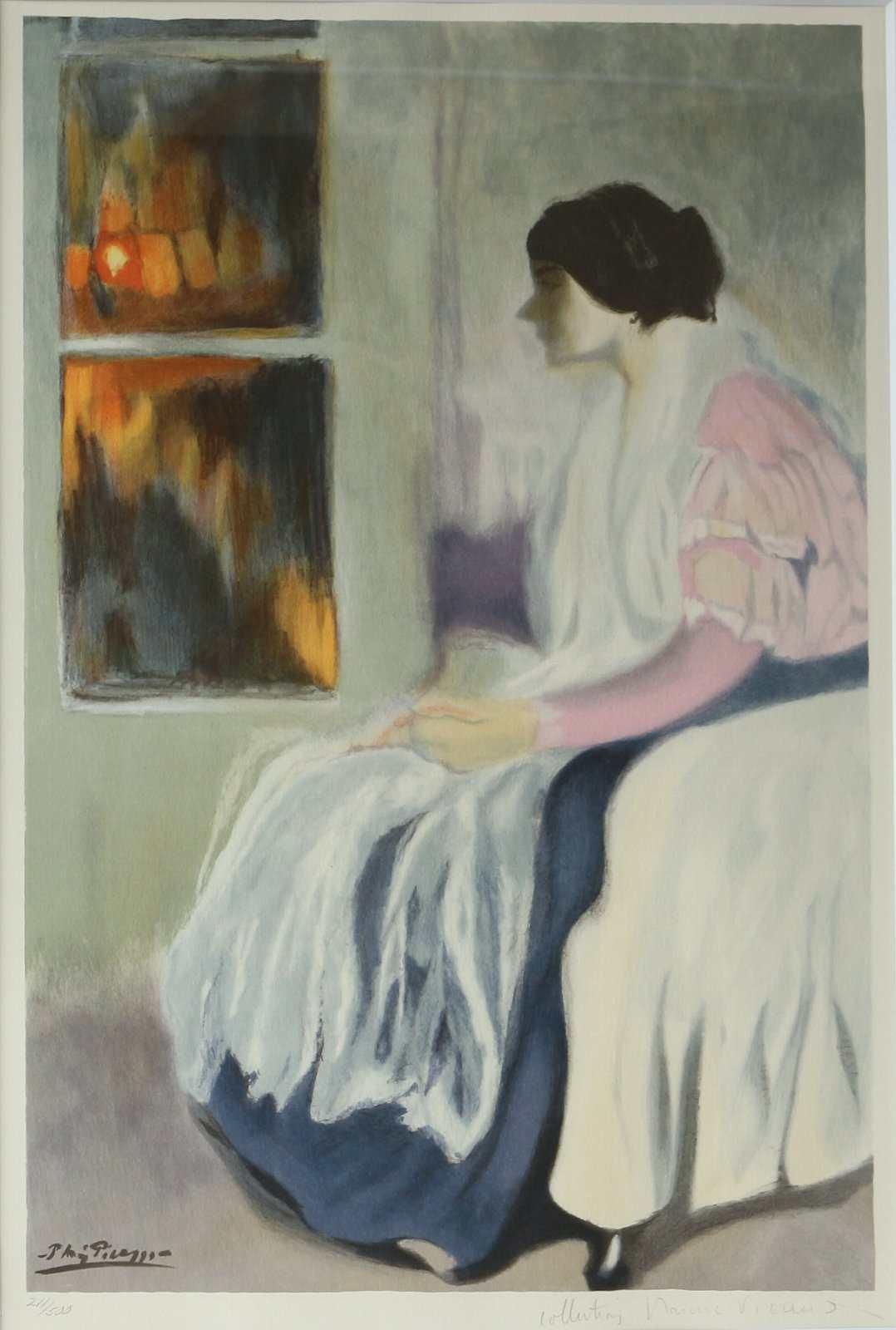 パブロ ピカソ、【画家の妹ローラ】希少な画集画より 初期作品