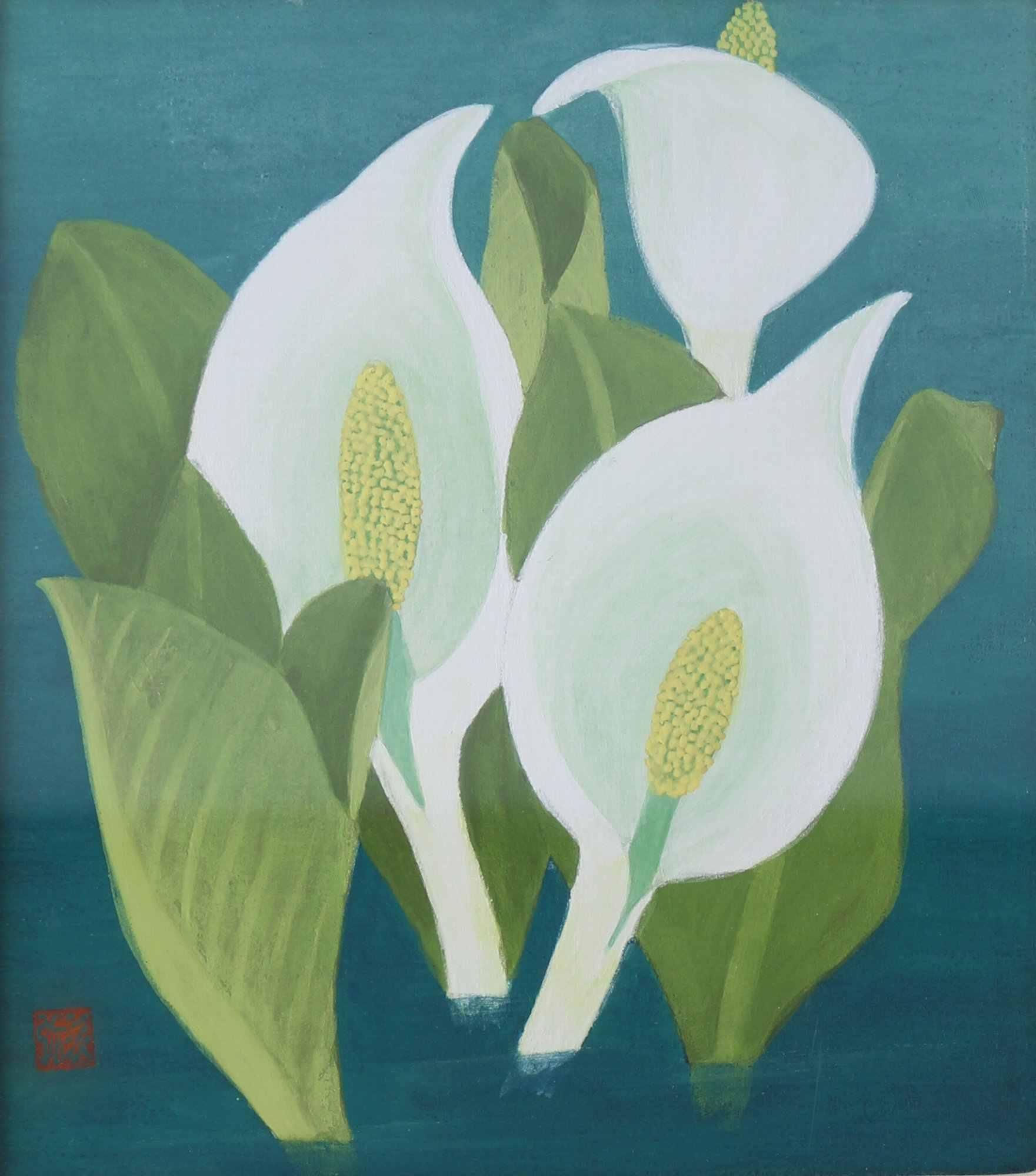 色紙額 青柳八ソ次「泰山木」商品番号070 絵のある暮らし・絵に