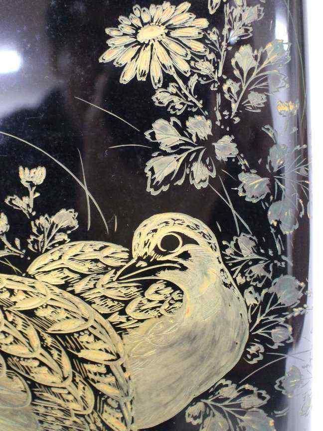 村上堆朱飾り皿、稲垣豊秋名入り、未使用品 楽天市場】村上木彫堆朱 三彩彫 鴛鴦図飾り皿 0001稲垣豊秋作 絵