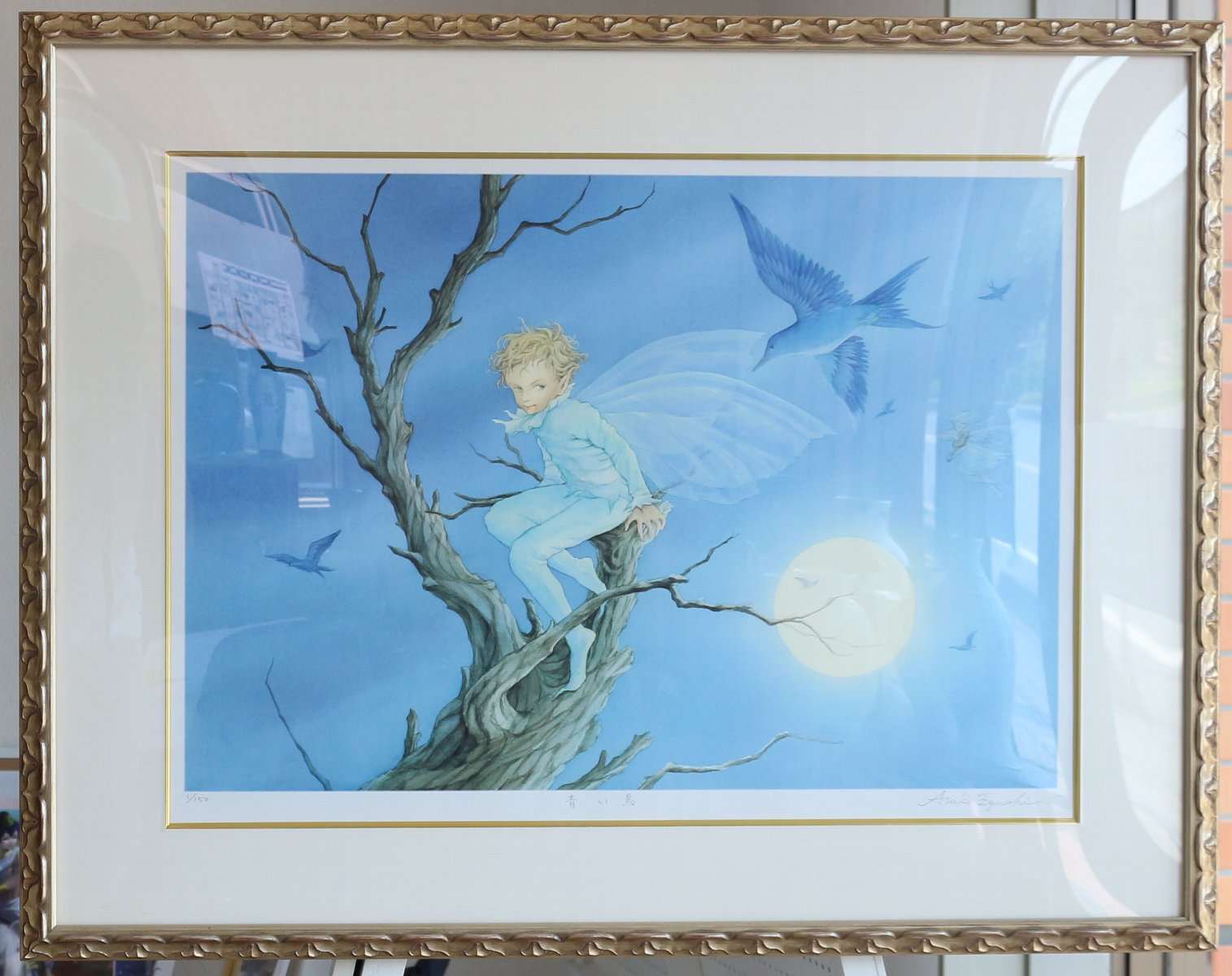 シャガール 青い鳥 リトグラフ - 絵画/タペストリ