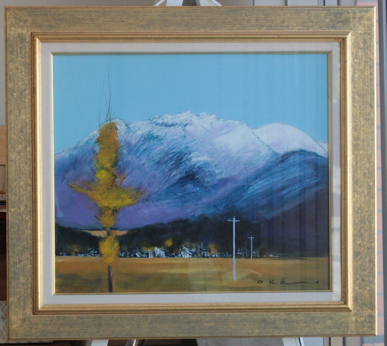 【真作】絵画　熊倉雄二　油彩6号　鐘のある丘　心が安らぐ春の風景　T72 油彩 岡新市 風景 F10 商品番号31052202 - 絵のある暮らし・絵に