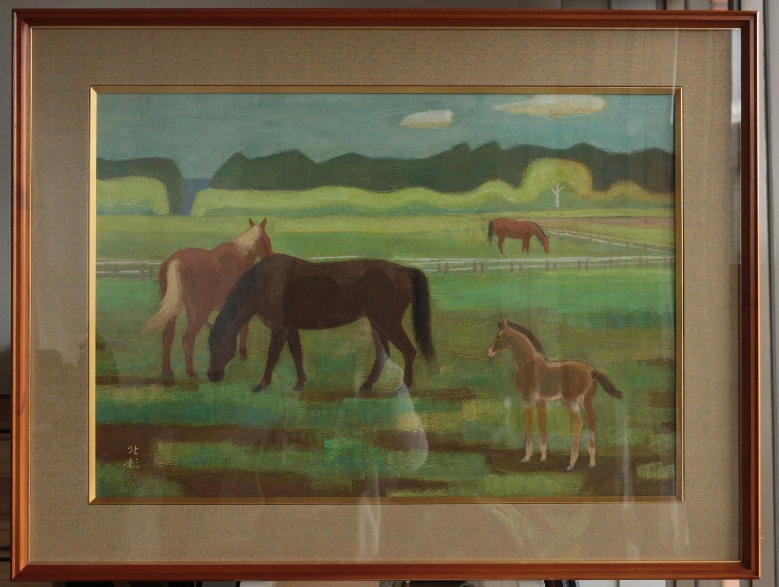 日本画 長島北彩 初夏長閑 P20 商品番号32052103 - 絵のある暮らし・絵