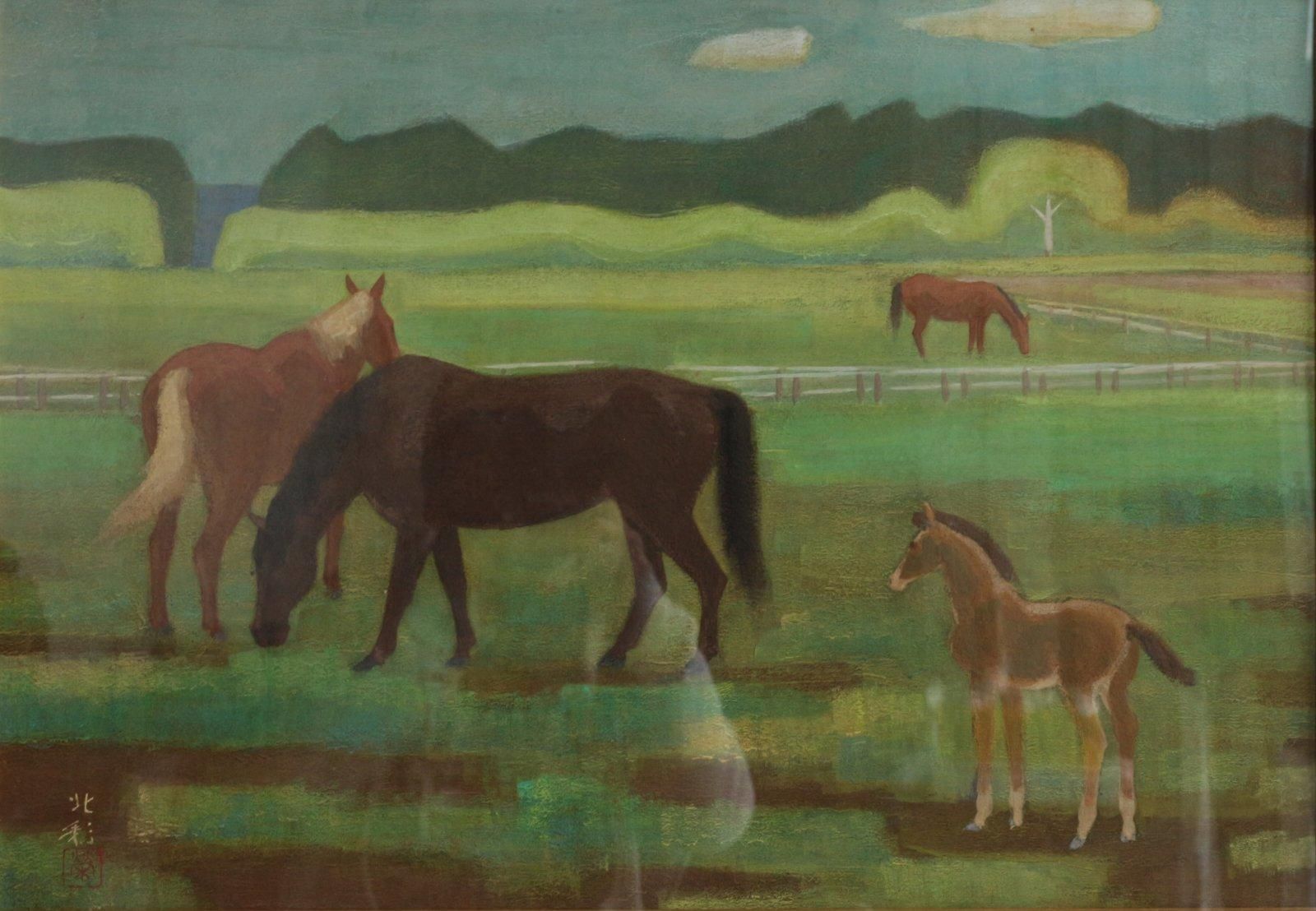 日本画 長島北彩 初夏長閑 P20 商品番号32052103 - 絵のある暮らし・絵