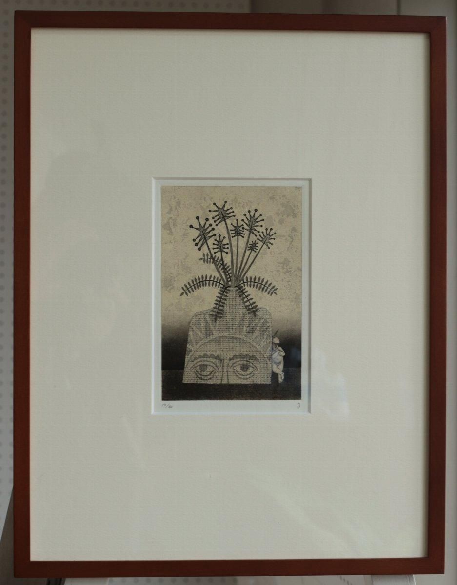 銅版画松崎滋 銅版画 松崎滋 銅版画集《夢草花図》から作品番号11 商品番号