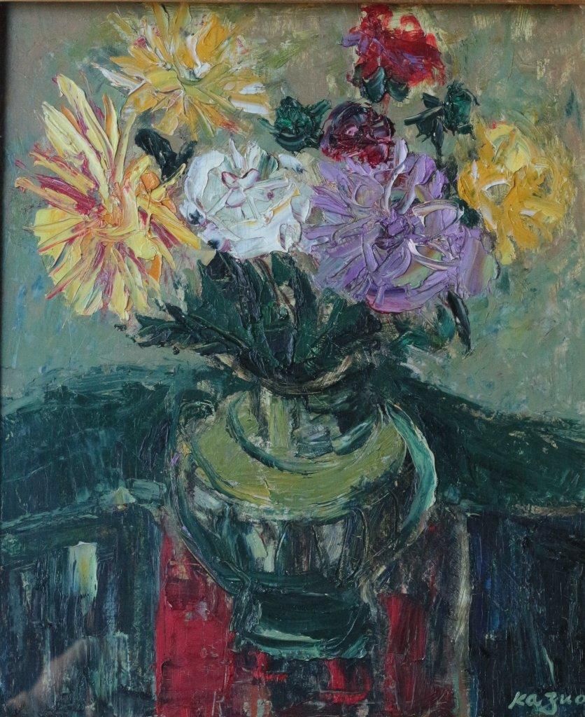 花瓶の花 F8／近松一雄 (板に油彩) 商品番号34042002 - 絵のある