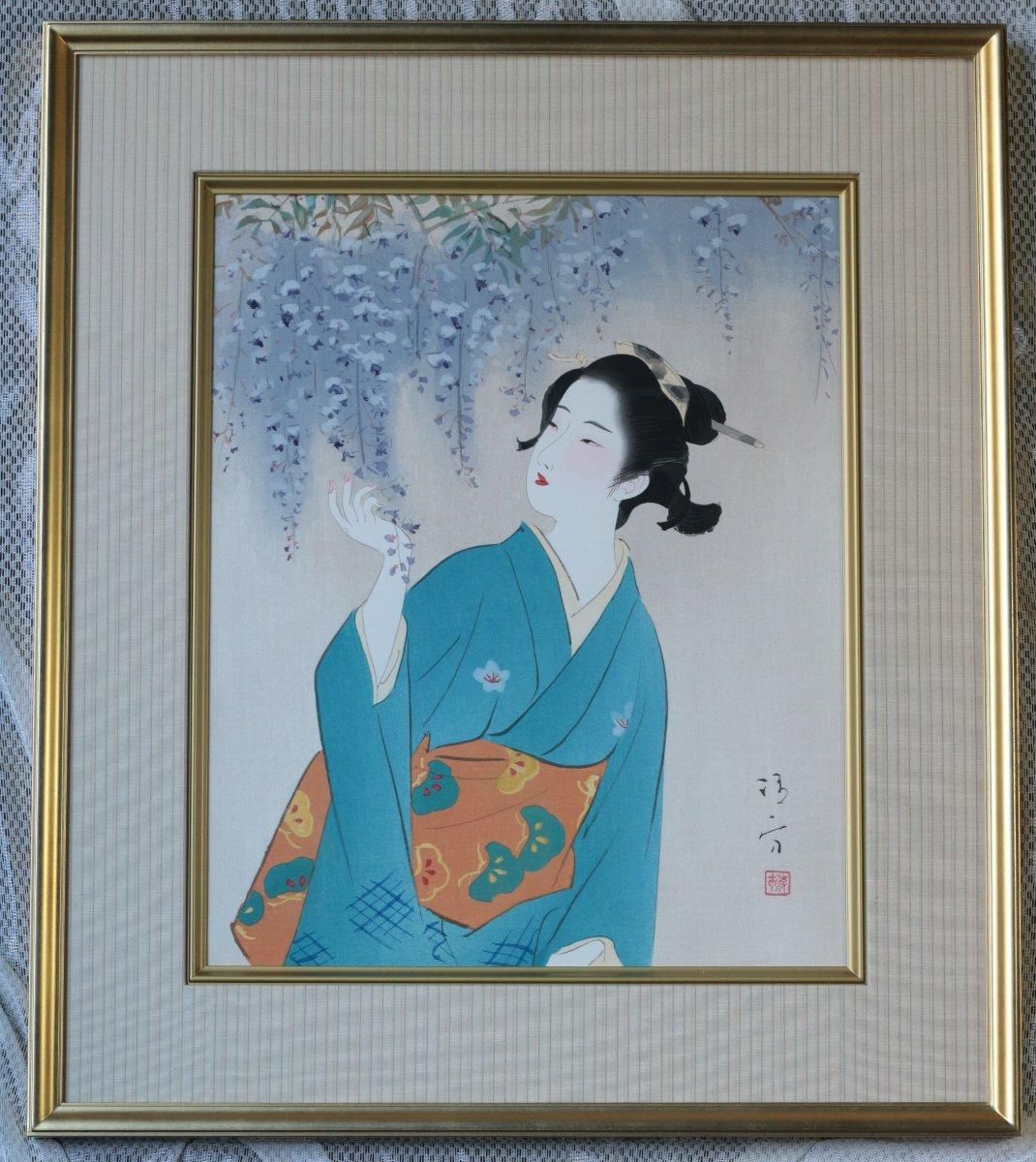 鏑木清方 花と女性-