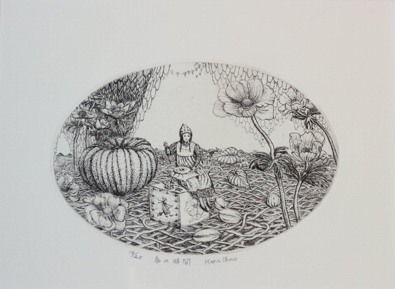 銅版画 大野加奈 「春の時間」 商品番号34071501 - 絵のある