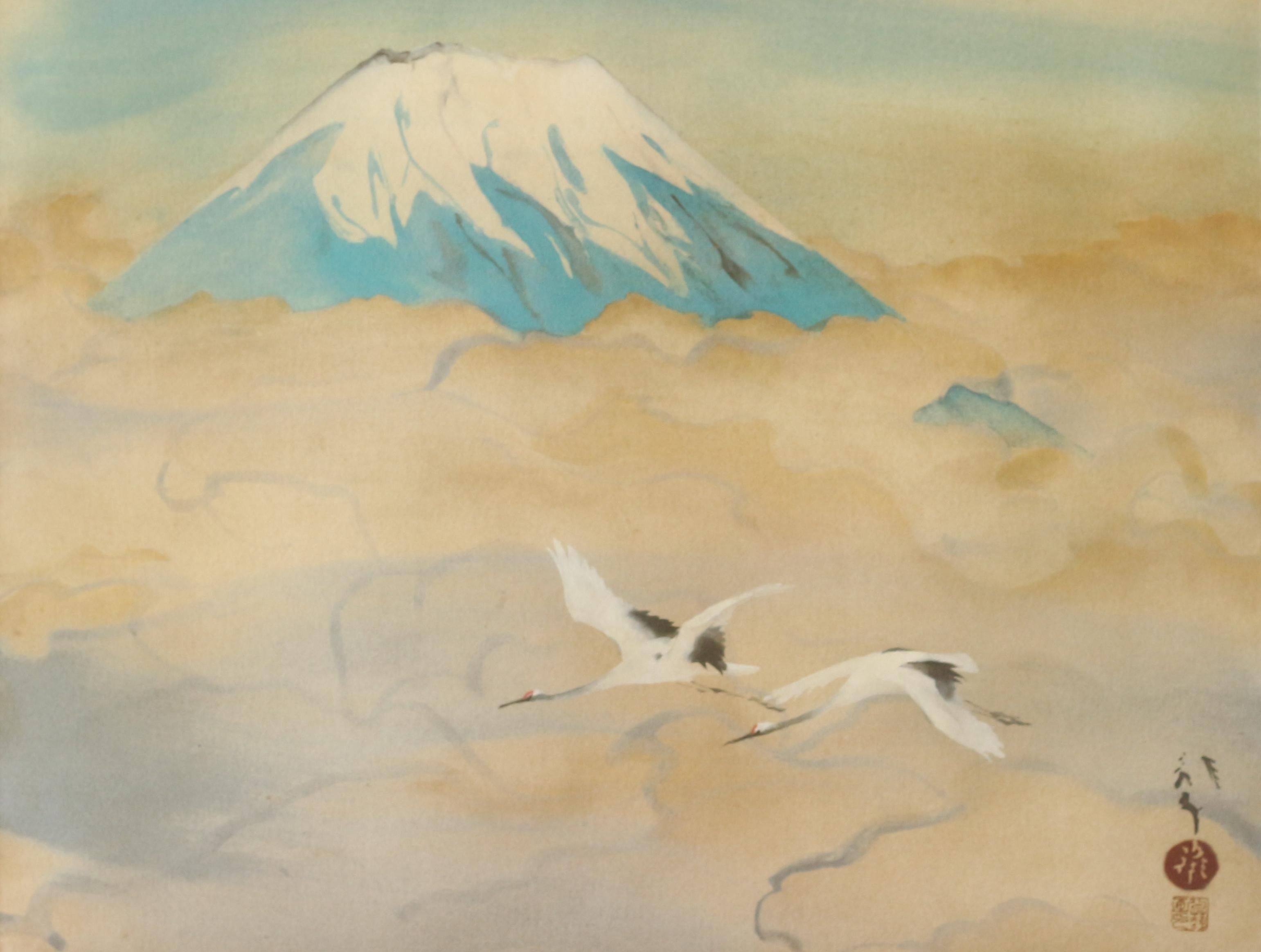 川端龍子作 舞鶴 掛軸