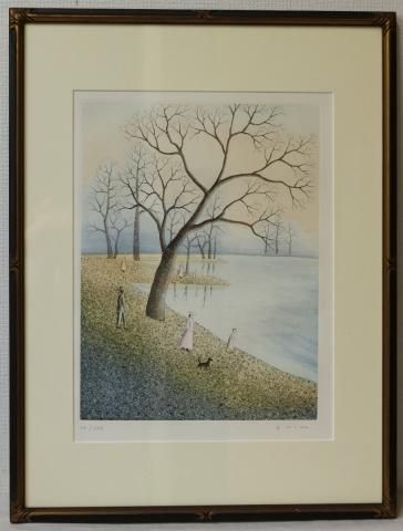 版画　元村平　2点　花束を持つ少女、imprimerie芸術品　美術品 版画 元村平 2点 花束を持つ少女、imprimerie芸術品 美術品