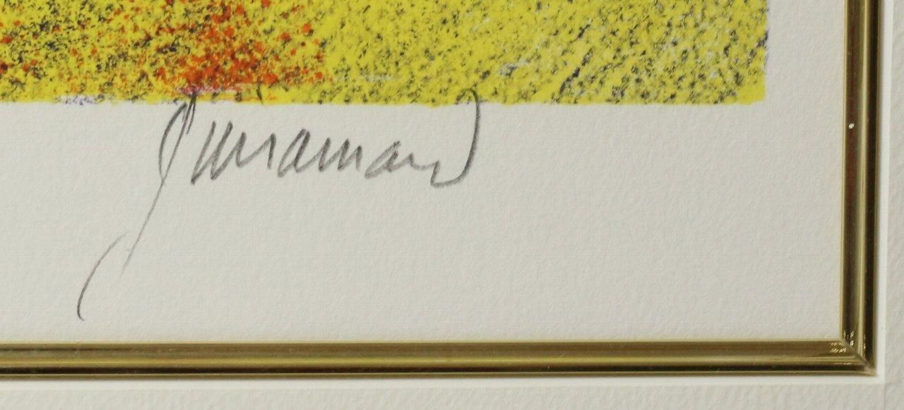 最高級のスーパー リトグラフ版画 商品番号 ポール・ギアマン「夕焼けに馬」 版画