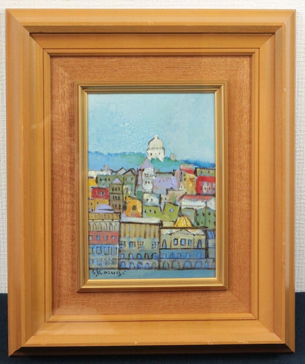絵画 アクリル絵 額縁 風景画 （日本画 作者不詳(印あり) 風景画