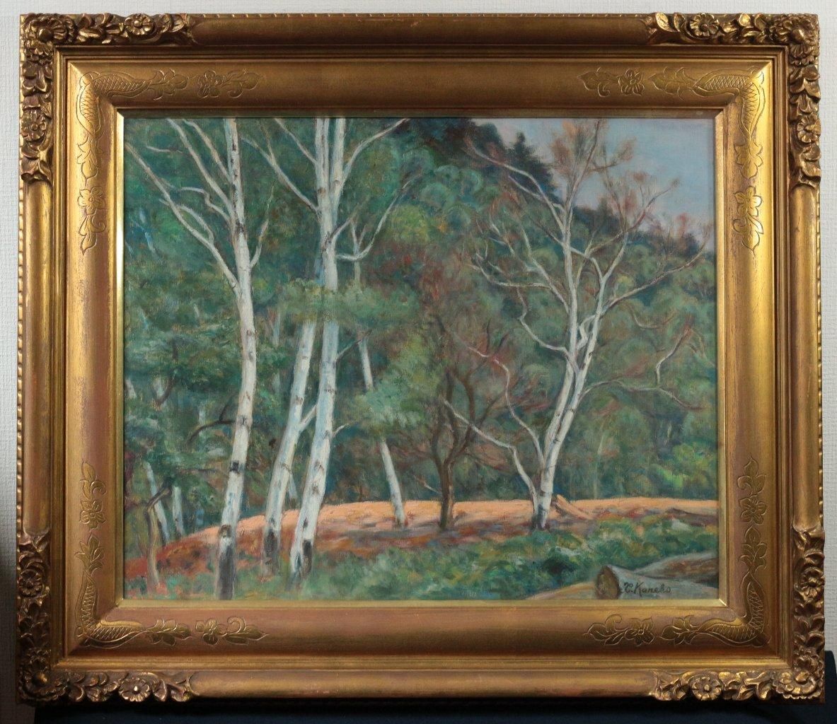 油彩 金子保 「白樺風景 F15」 商品番号06100201 油彩 金子保 「白樺風景 F15」 商品番号06100201