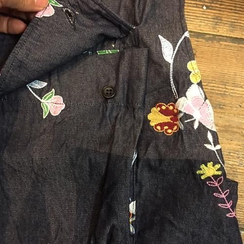GH202 Cover Vest-Denim Floral Embroidery(Engineered Garments ...