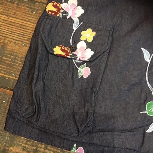 GH202 Cover Vest-Denim Floral Embroidery(Engineered Garments ...