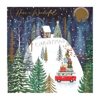 THE CURIOUS INKSMITH/ プレゼントバス・山/クリスマスカード/ゴールドフォイル加工 【イギリス製】