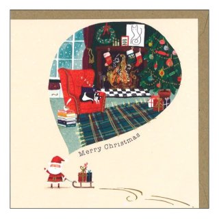 THE CURIOUS INKSMITH/ 暖炉の猫/クリスマスカード/ゴールドフォイル加工/ 【イギリス製】