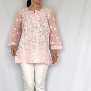 (50%引き) チカンカリ刺繍ミディアムチュニック　ピンク　Mサイズ