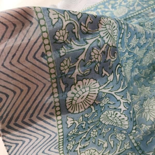 【新品タグ付き】　エスゼット　ブロックプリント　ストール　ショール　パレオ ブロックプリント 大判ストール パレオサイズ 柄D(訳あり