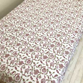 インド綿100％のブロックプリント生地を使ったシングルサイズのベッド 
