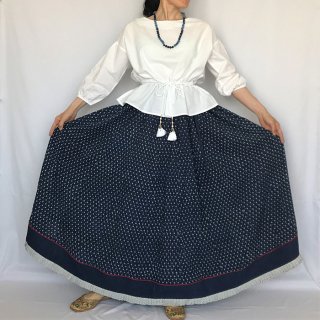 【お取り置き中】Aavaran インディゴマキシ丈フレアスカート　フリーサイズ