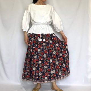 ANOKHI ブロックプリント フレアスカート　SMサイズ